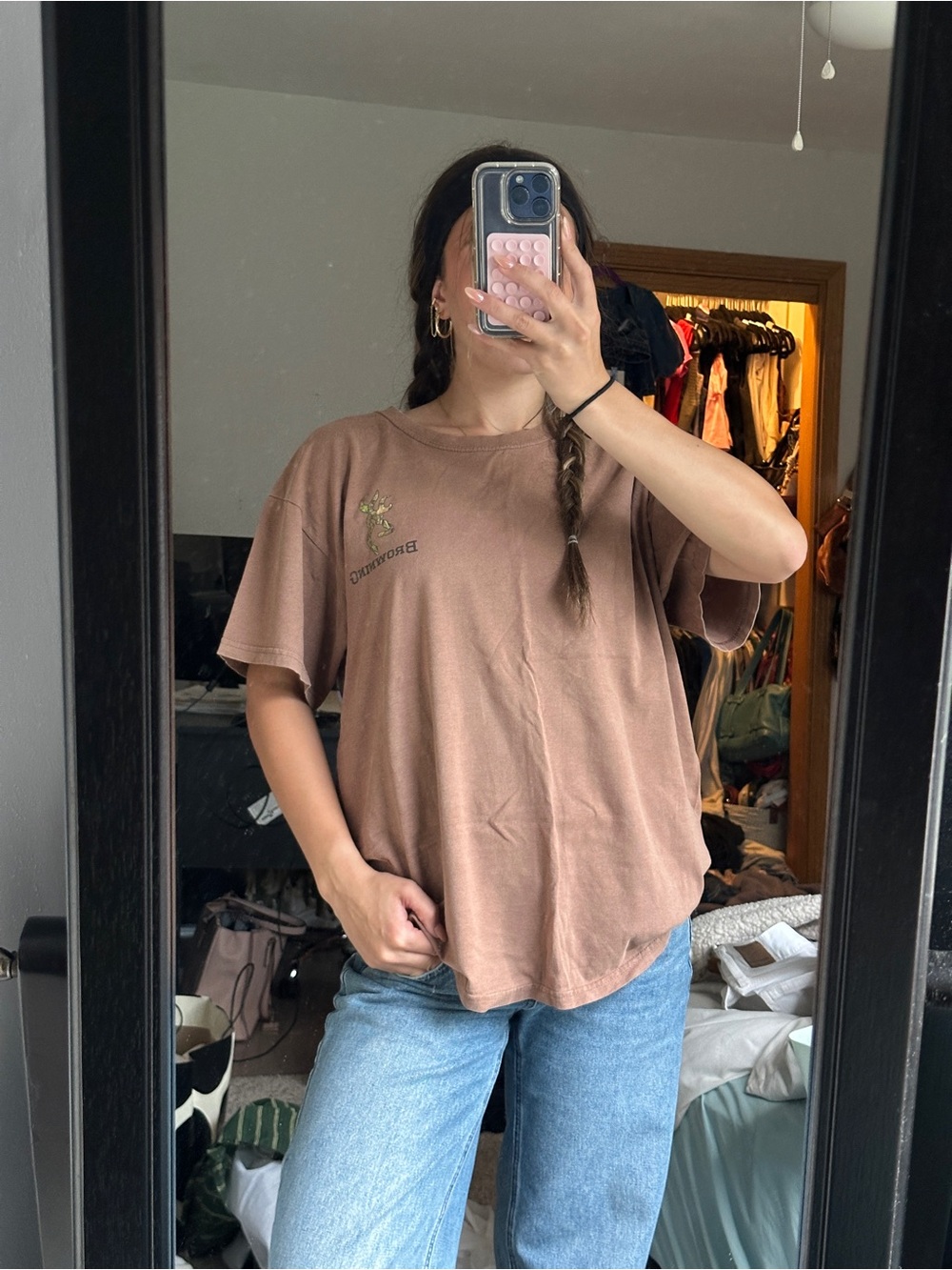 Brown Short-Sleeve Women's Crewneck Tee